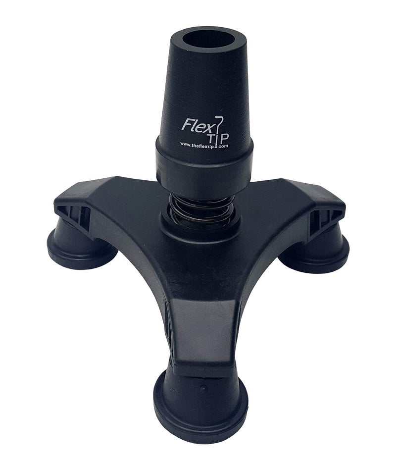 FlexTIP TLC 5 Cool Walking Cane Tripod Foot FreeStanding AntiShock Bending AllTerrain Stability Traction Universal Attachment for 34 OD Walking Stick Solid or Aluminum